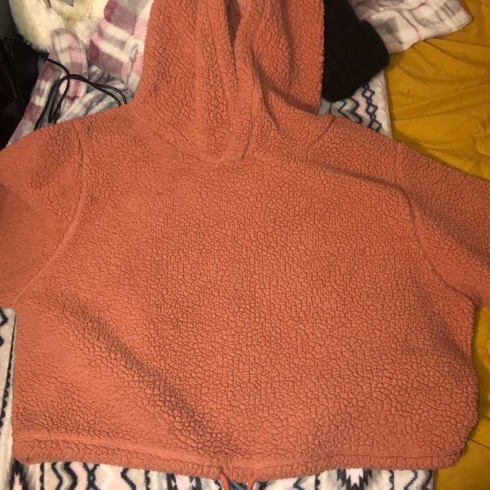 Long sleeve crop top with a hood